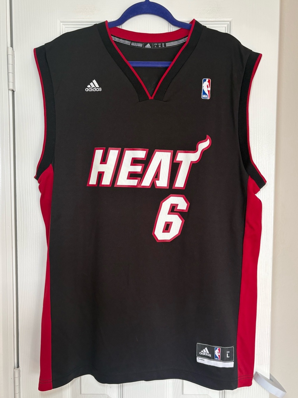 Miami Heat LeBron James Adidas #6 NBA Jersey Black Red Size Large